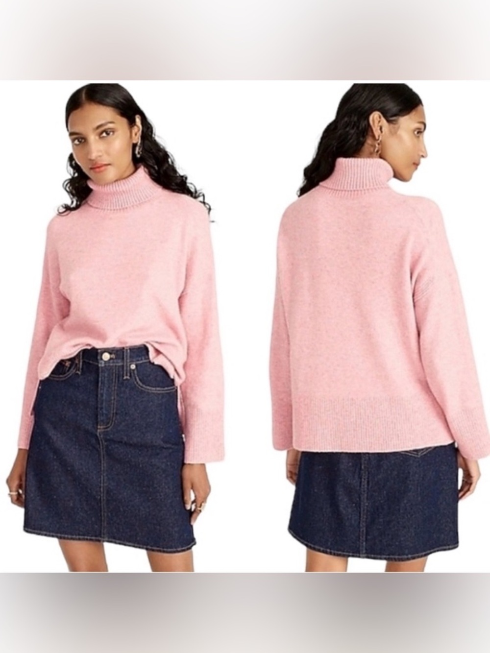 J. Crew Rose Heathered Pink Supersoft Yarn Alpaca Blend Turtleneck Sweater Med